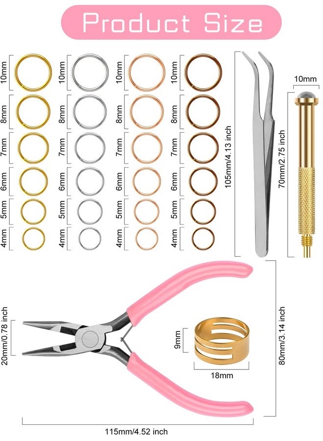 TOROKOM 1014 Pcs Nail Art Dangle Charms Piercing Tool Hand Drill, TOROKOM 6 Sizes 4 Colors Open Jump Rings for Jewelry Making with Jump Ring Opener, Nail Charms Nail Jewelry Rings with Pliers and Tweezers - Image 3