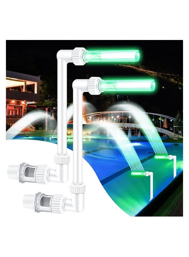 2 Pcs LED Light Swimming Pool Waterfall Fountain Above Ground Inground Pool Cooler Sprinkler Pond Aerator Pump Accessories Water Spa Spray Fountain for Backyard Garden Decor
