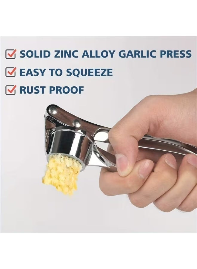 Goolsky 1pc Stainless Steel Manual Garlic Press & Ginger Crusher - Heavy Duty Handheld Crusher with Ergonomic Handle, No Electricity Needed for Kitchen, Camping, Picnics, Camping Tool | Modern Kitchenware | Easyclean Material - Image 2