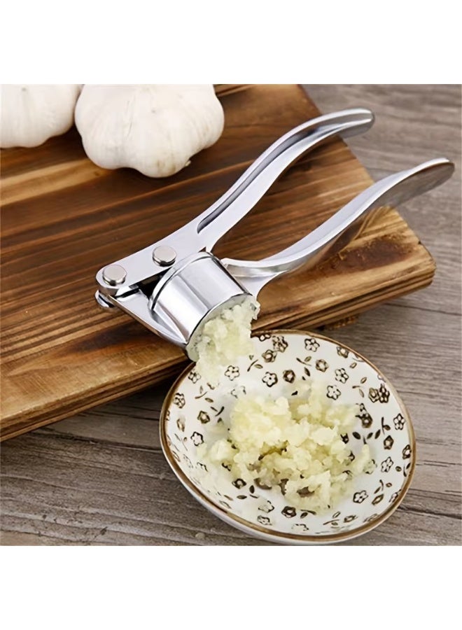 Goolsky 1pc Stainless Steel Manual Garlic Press & Ginger Crusher - Heavy Duty Handheld Crusher with Ergonomic Handle, No Electricity Needed for Kitchen, Camping, Picnics, Camping Tool | Modern Kitchenware | Easyclean Material - Image 4