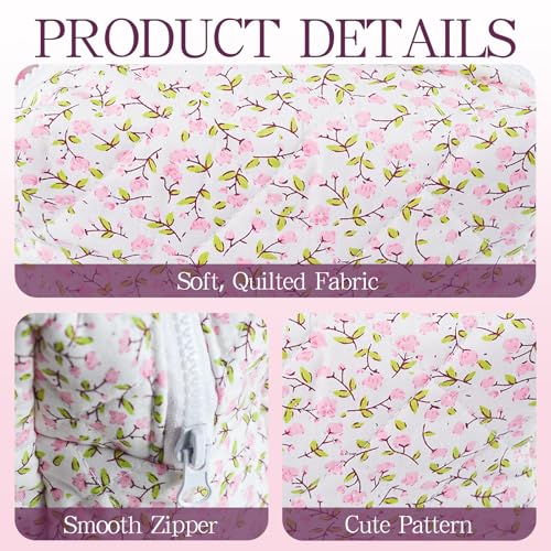 GISMTR Quilted Makeup Bag Floral Cotton Make up Bag Puffy Coquette Makeup pouch Aesthetic Cute Travel Toiletry Bag for Women Girls - Image 4