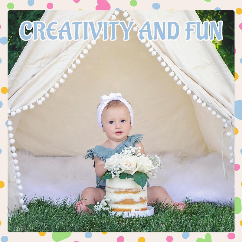 Jamceoceo 4 PCS Teepee Tent for Kids,Washable Tapered Kids Teepee Tent,Bohemian Teepee Tents,White Collapsible Sleepover Tents,for Boys and Girls Sleepover Pajamas Party Birthday SPA - Image 3