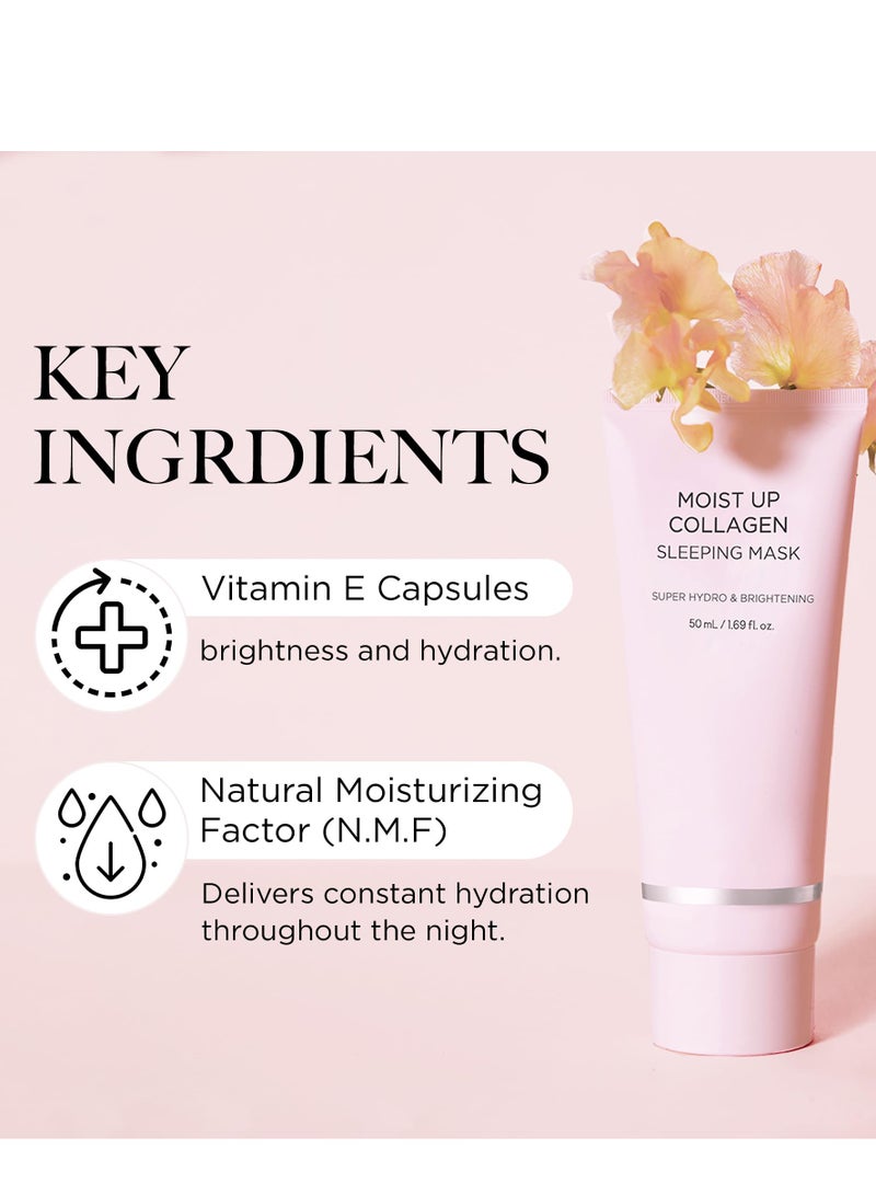 Barakah Moist Up Collagen Sleeping Face Mask Skincare, Hydrating, brightening Sleep Mask for Overnight Face Cream with Vitamin E, Korean Face Masks for Skin care, Anti Aging Moisture 50ML, 1.69fl.oz - Image 4