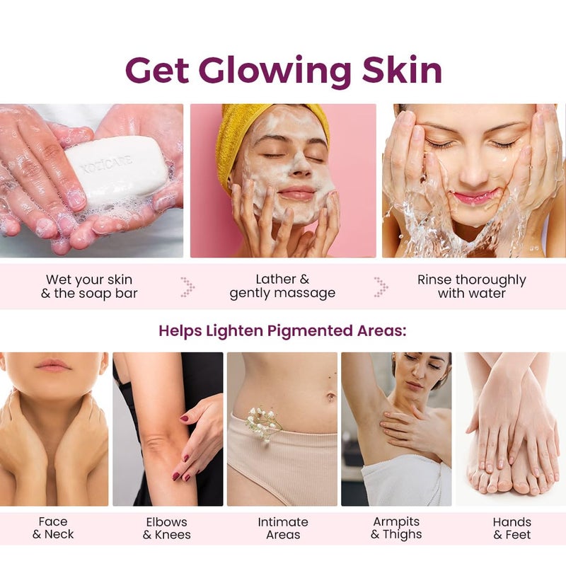Kozicare Saffron Soap Skin Brightening Dark Spot Remover Real Saffron Olive Oil and Kojic Acid Formula For Face Body Smooth Acne Scars Uneven Skin Tone 75gm Pack of 6 - Image 5