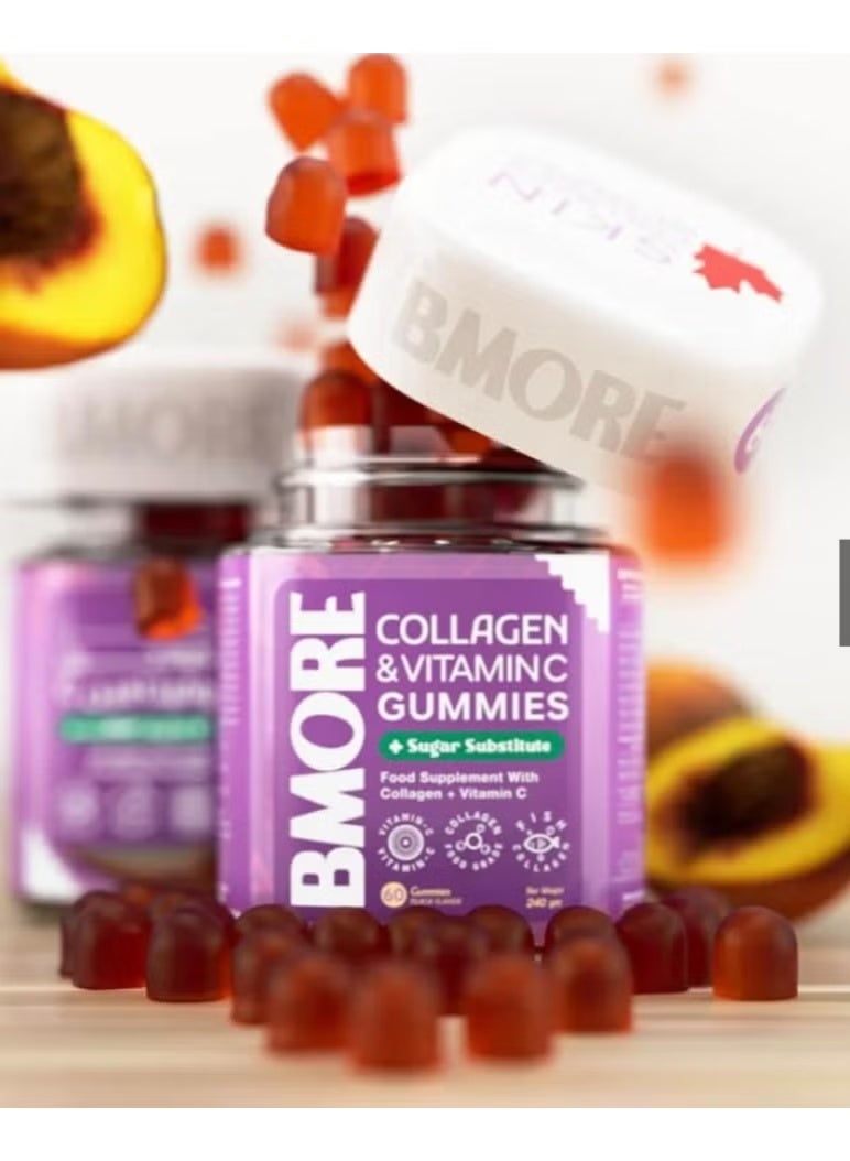 بي مور جاميز الكولاجين البحري وفيتامين سي 60 قطعة بطعم الخوخ ... - Image 1