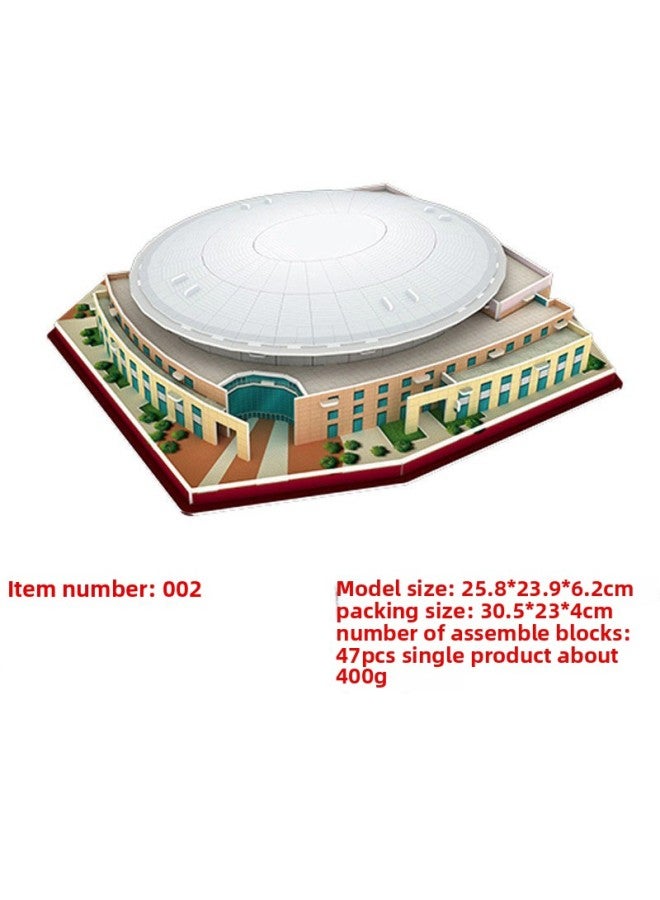 3D 3D Puzzle Paper Splicing Basketball Hall Building Model Basketball Court Fans Diy Assembling Toys-Color:002 Feng. Tian. Zhong. Xin - Image 1