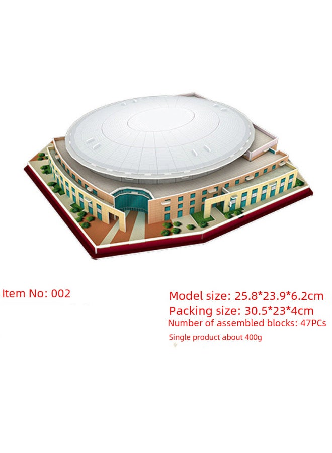 3D 3D Puzzle Paper Splicing Basketball Hall Building Model Basketball Court Fans Diy Assembling Toys-Color:002 Feng. Tian. Zhong. Xin - Image 4