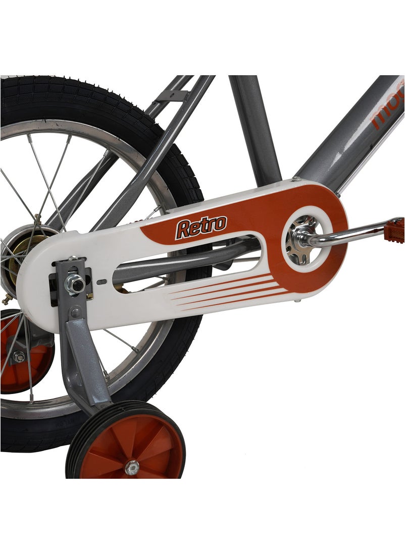 MOGOO Kids Retro Classic Style Vintage Basket Road Bike With Training Wheels For 5-8 Years Grey  - Image 3