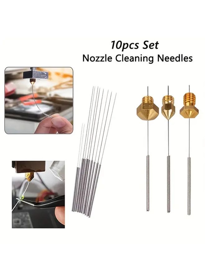 10Pcs 3D Printer Nozzle Cleaning Needles Kit Stainless Steel Unclogging Tool - Image 1