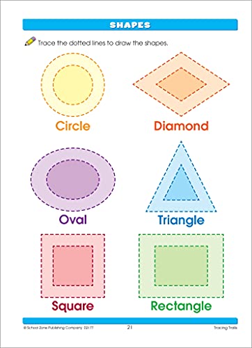 School Zone Tracing Trails Workbook: 32 Pages, Preschool, Pre-Writing, Intro to Shapes, Alphabet, Numbers, Ages 3 to 5 (Little Hand Helper Book Series) - Image 3