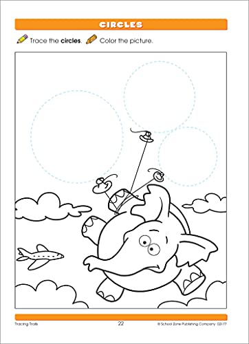 School Zone Tracing Trails Workbook: 32 Pages, Preschool, Pre-Writing, Intro to Shapes, Alphabet, Numbers, Ages 3 to 5 (Little Hand Helper Book Series) - Image 4