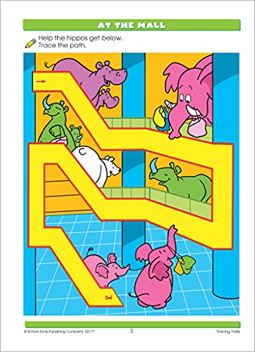 School Zone Tracing Trails Workbook: 32 Pages, Preschool, Pre-Writing, Intro to Shapes, Alphabet, Numbers, Ages 3 to 5 (Little Hand Helper Book Series) - Image 2