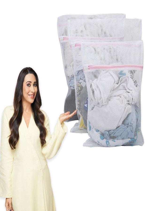 BSITFOW Mesh Laundry Washing Bags With Premium Rust Free Zipper, Store Dirty Clothes, Washing Bags, Blouse, Bra, Hosiery, Lingerie, Stocking, Jeans (Polyester)(Transparent) (2, 40X50) - Image 1