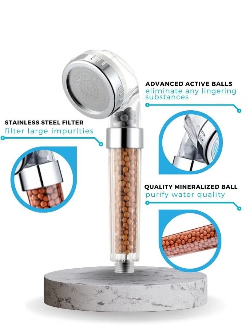 Beauenty Handheld Shower Head High Pressure Water Saving with Negative Ion Tourmaline Filter 8.5 Inches Filtered Showerhead for Spa Experience Dry Skin & Haircare - Image 5