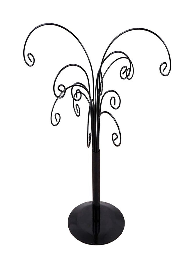 Firlar Ornament Tree Display Stand Rotating Decor, 10.6 Inch Decorative Black Metal Tabletop Display Stand, Features Multiple Hooks For Ornaments, Glass Globes, Balls, Jewelry And Small Craft Items - Image 1