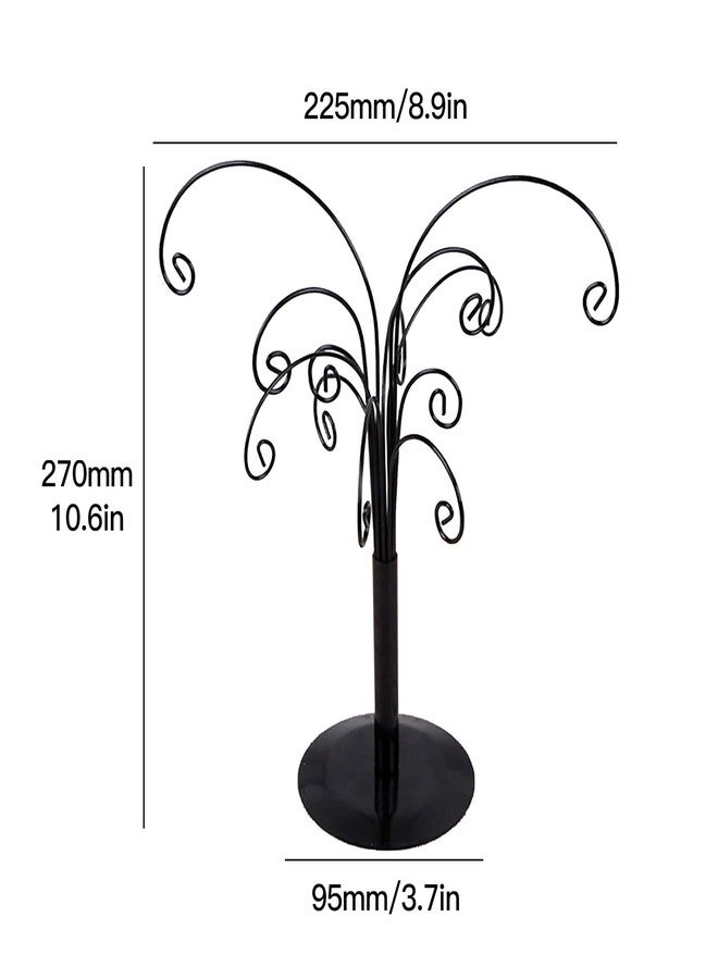 Firlar Ornament Tree Display Stand Rotating Decor, 10.6 Inch Decorative Black Metal Tabletop Display Stand, Features Multiple Hooks For Ornaments, Glass Globes, Balls, Jewelry And Small Craft Items - Image 5
