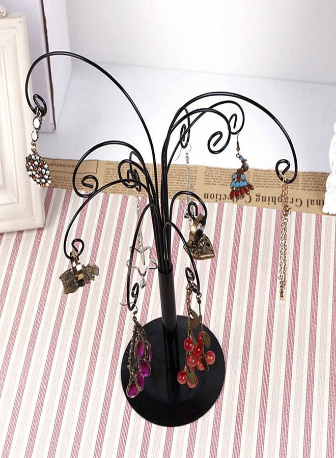 Firlar Ornament Tree Display Stand Rotating Decor, 10.6 Inch Decorative Black Metal Tabletop Display Stand, Features Multiple Hooks For Ornaments, Glass Globes, Balls, Jewelry And Small Craft Items - Image 4
