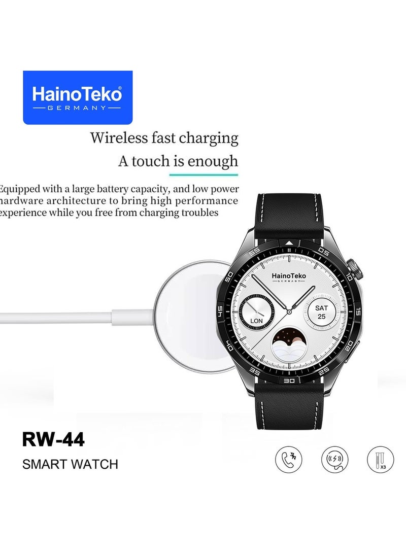 Haino Teko - Haino Teko RW44 Round Screen AMOLED Display Smart Watch With 3 Pair Straps and Wireless Charger For Gents and Boys - Image 1