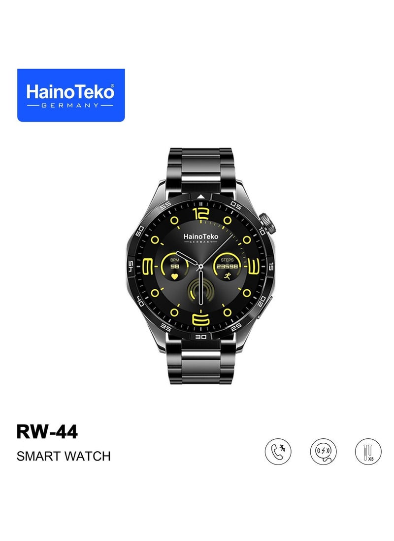 Haino Teko - Haino Teko RW44 Round Screen AMOLED Display Smart Watch With 3 Pair Straps and Wireless Charger For Gents and Boys - Image 1