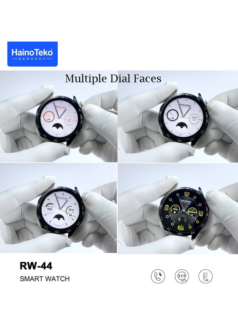 Haino Teko - Haino Teko RW44 Round Screen AMOLED Display Smart Watch With 3 Pair Straps and Wireless Charger For Gents and Boys - Image 1