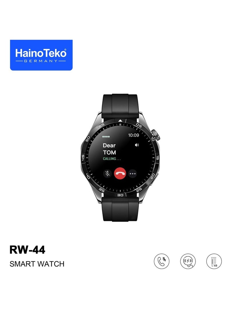 Haino Teko - Haino Teko RW44 Round Screen AMOLED Display Smart Watch With 3 Pair Straps and Wireless Charger For Gents and Boys - Image 1