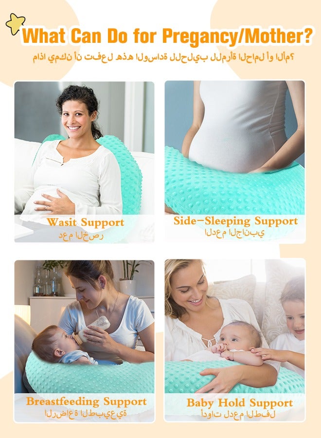 vocheer vocheer Baby Nursing Pillows for Breastfeeding, Multifunctional Ultra Soft Minky Feeding Support Pillow for Newborn, Green - Image 4