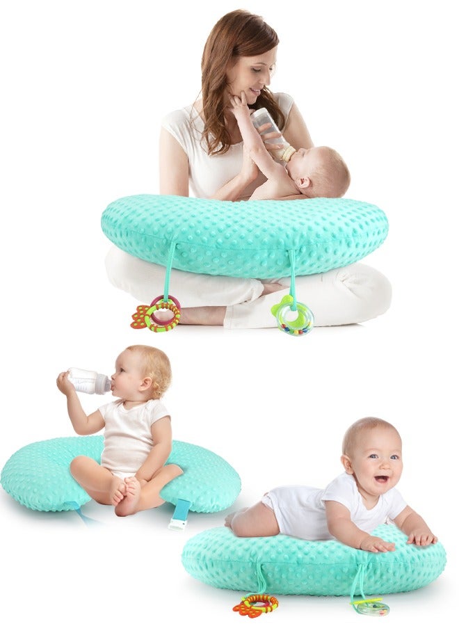 vocheer vocheer Baby Nursing Pillows for Breastfeeding, Multifunctional Ultra Soft Minky Feeding Support Pillow for Newborn, Green - Image 1