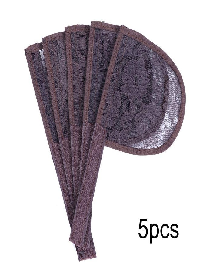 Nunify 5PCS Lace Base for Ponytail with Combs - Large Hair Net for Making Ponytail - Lace Ponytail Net with Magic Buckle - Brown - Image 2