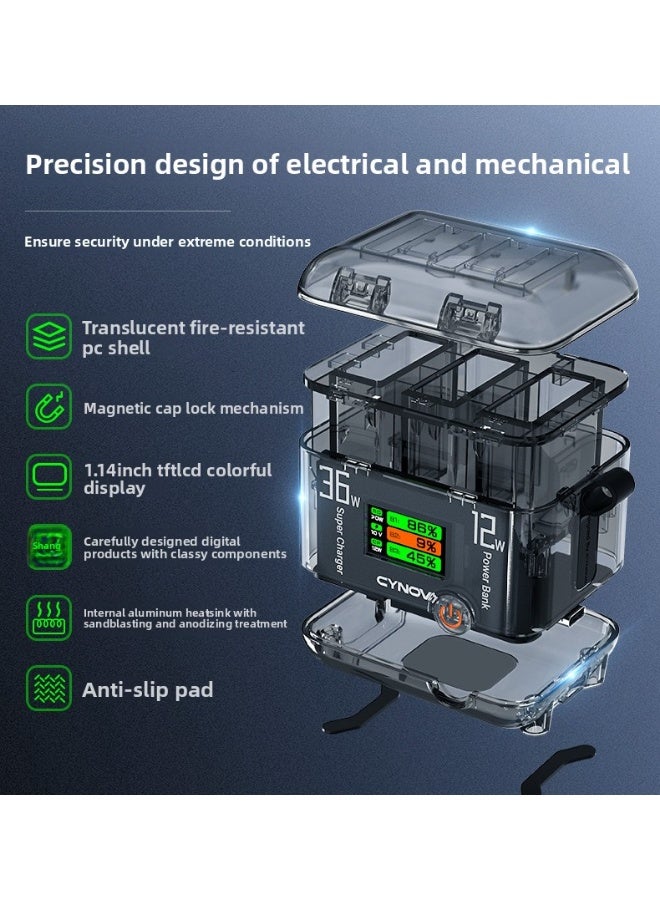 CYNOVA PD 36W USB-C Smart Charging Hub & Power Bank, Real-Time Power Display, 3 Fast-Charge Ports, Priority Charging & Safety Protection, for Osmo 360/Action 5/4/3 Battery Fast-Charging Case - Image 5