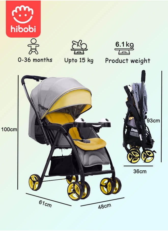 hibobi - Lightweight Foldable Two-Way Push Baby Stroller With Seat Cushion - Image 1