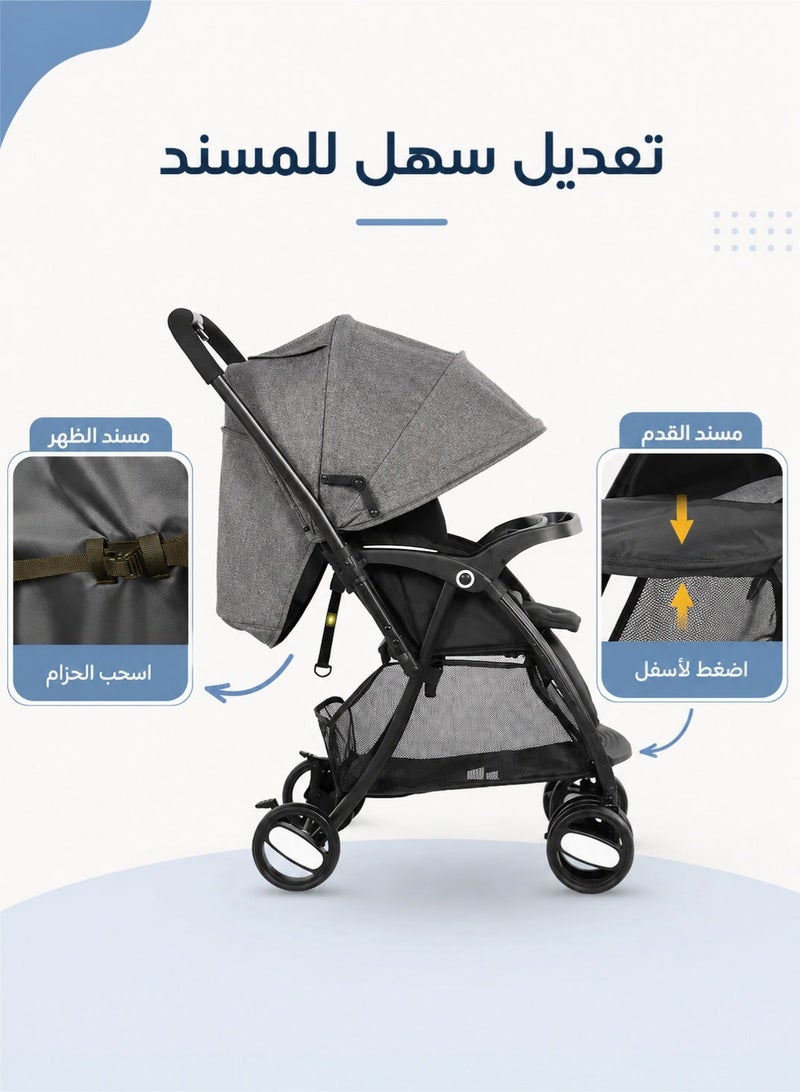hibobi Lightweight Foldable Two-Way Push Baby Stroller With Seat Cushion - Image 4