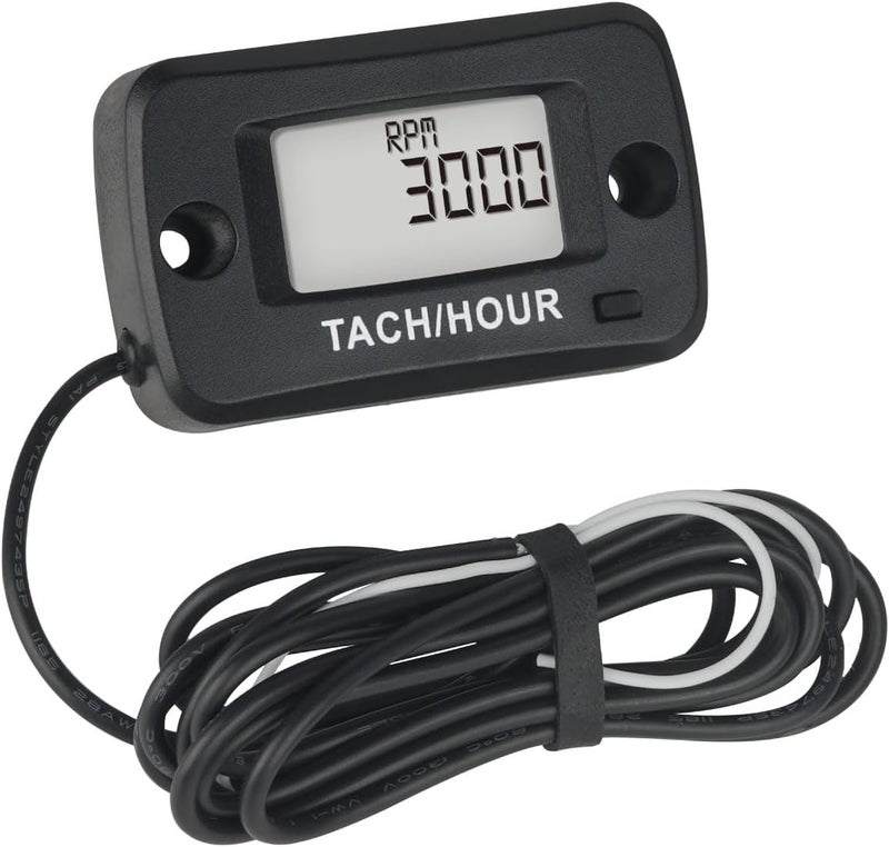 Jayron JR-HM019R Waterproof Digital LCD Hour Meter Tachometer Maintenance Meter for Gasoline Engine, Paramotors,Chainsaws,Generators,Mowesr,Model Boats - Image 1