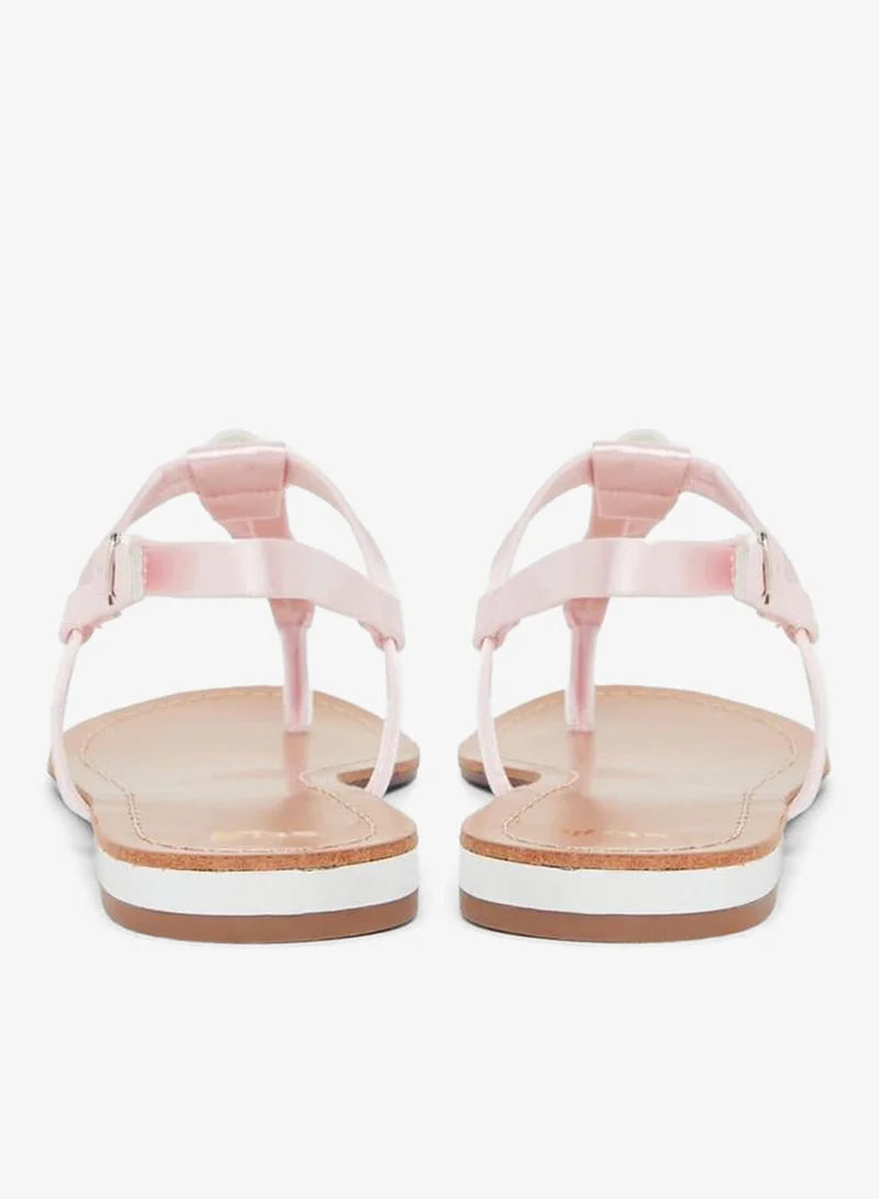 Styli Pearl Embellished Flat Sandals