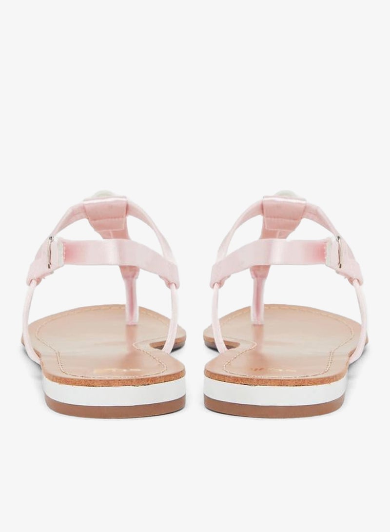 Styli Pearl Embellished Flat Sandals - Image 4