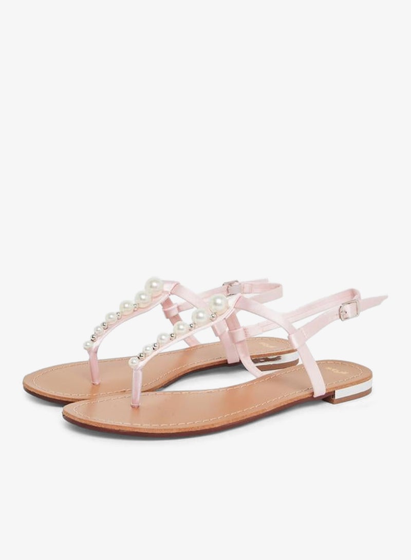 Styli Pearl Embellished Flat Sandals - Image 2