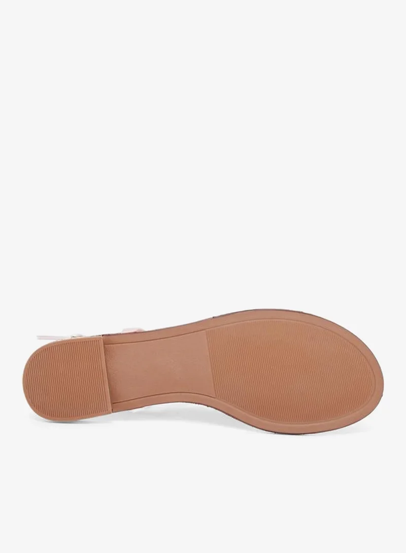 Styli Pearl Embellished Flat Sandals