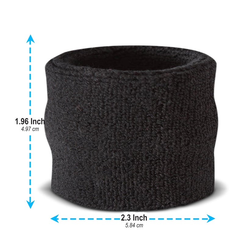 Suddora Wrist Sweatbands, Absorbent and Breathable Thick Cotton Bands for Working Out, Gymnastics, Basketball, Tennis, and Football, Multiuse Wristbands for Costumes and Cosplay, Black - Image 3
