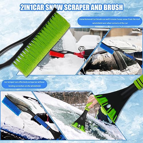 Uiifan 12 Pcs 24" Snow Brush and Ice Scrapers for Car Windshield Windows Detachable No Scratch Scraper for Ice and Snow Removal Winter with Foam Grip Trucks SUVs (Red,Orange,Blue,Green) - Image 5