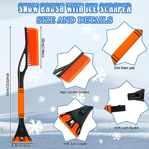 Uiifan 12 Pcs 24" Snow Brush and Ice Scrapers for Car Windshield Windows Detachable No Scratch Scraper for Ice and Snow Removal Winter with Foam Grip Trucks SUVs (Red,Orange,Blue,Green) - Image 3