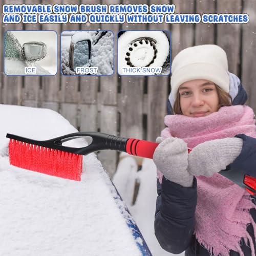 Uiifan 12 Pcs 24" Snow Brush and Ice Scrapers for Car Windshield Windows Detachable No Scratch Scraper for Ice and Snow Removal Winter with Foam Grip Trucks SUVs (Red,Orange,Blue,Green) - Image 4