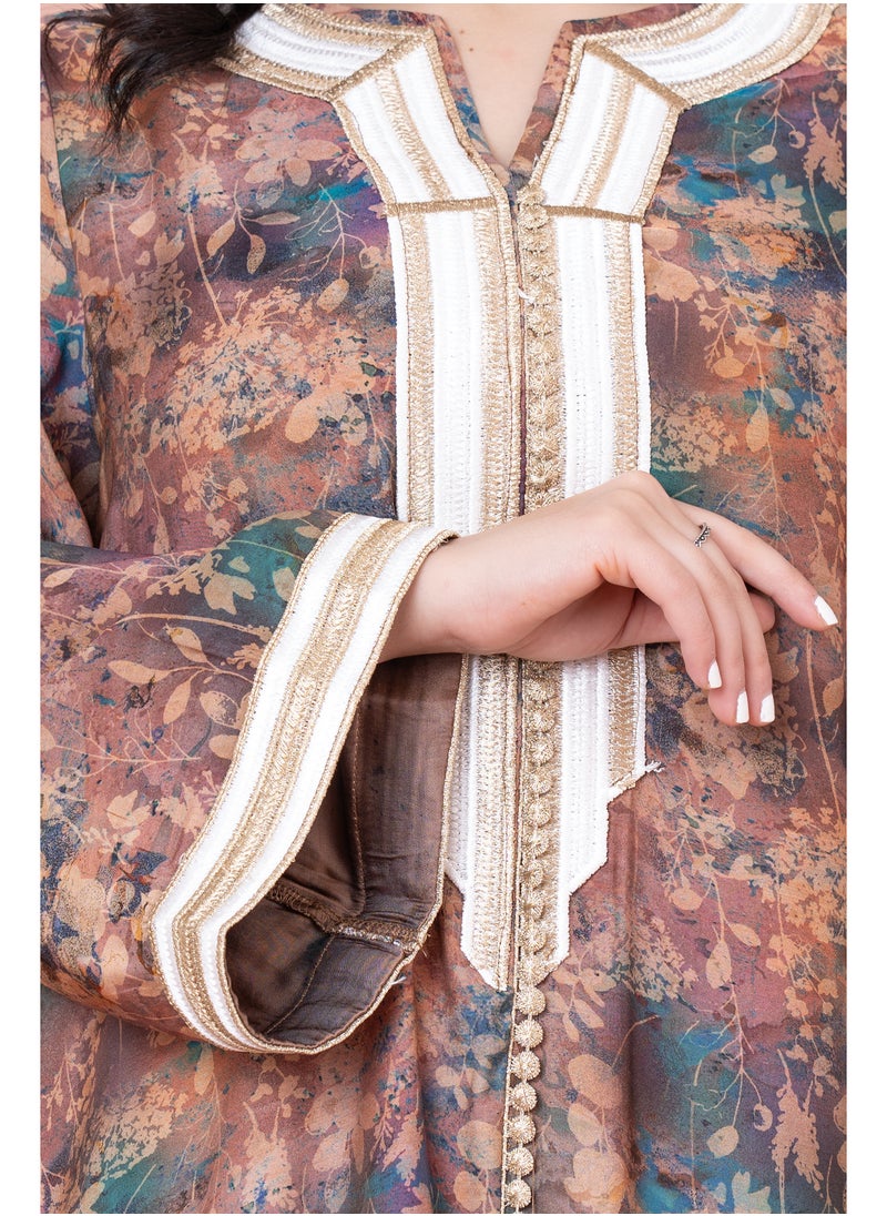 IKKXA Embroidered Floral Print Jalabiya  - Image 4