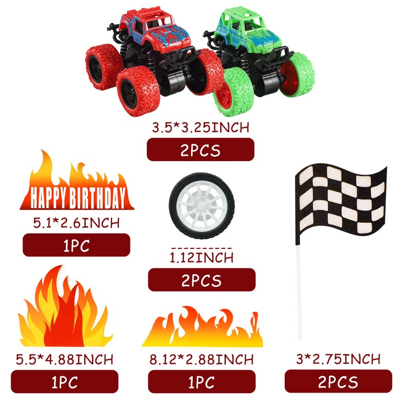 DRWATE Truck Cake Toppers Truck Cake Decorations Flame Blaze Wheel Race Car Cake Toppers for Truck Themed Racing Car Decorations Supplies (Truck) - Image 2