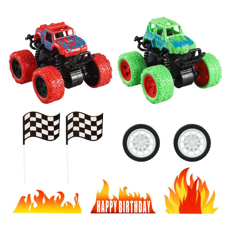 DRWATE Truck Cake Toppers Truck Cake Decorations Flame Blaze Wheel Race Car Cake Toppers for Truck Themed Racing Car Decorations Supplies (Truck) - Image 3
