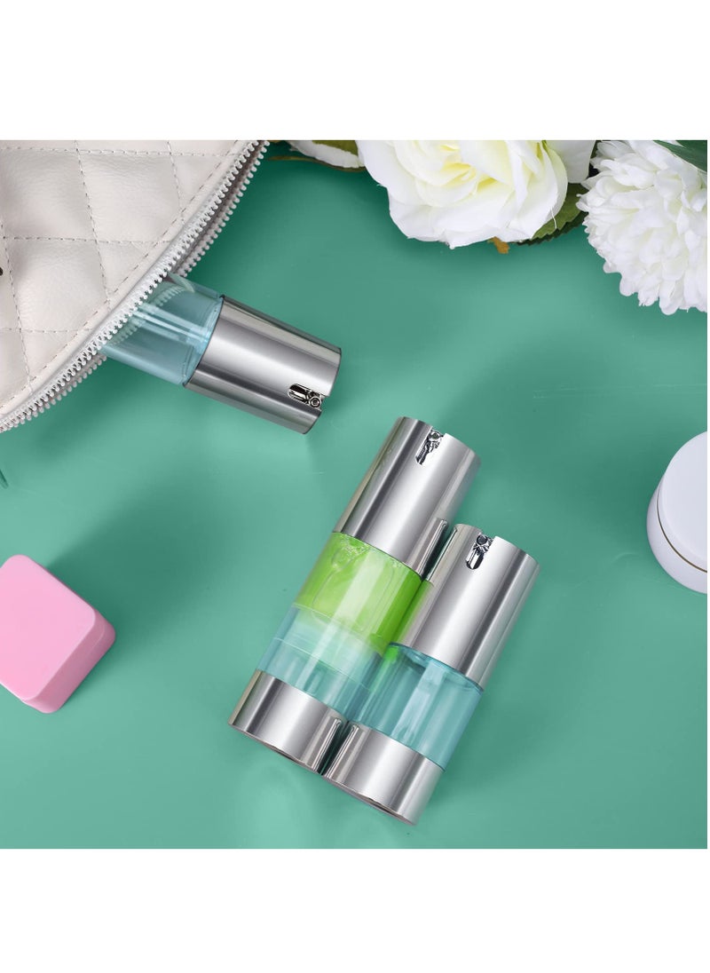 SYOSI - Empty Airless Pump Bottles 1.0Oz(30Ml) 3 Pieces Refillable Cosmetic Containers Travel Size Vacuum Bottle For Lotion Hand Sanitizer Toner Moisturizer And Facial Serum (Silver) - Image 1