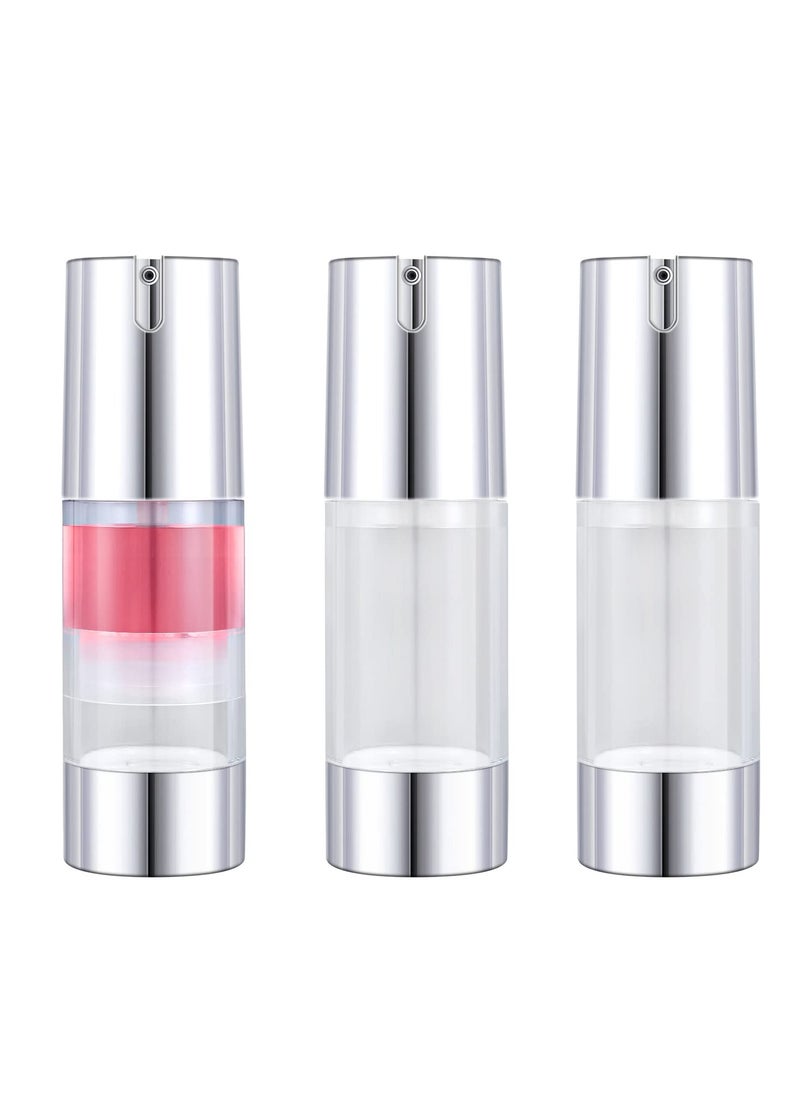 SYOSI - Empty Airless Pump Bottles 1.0Oz(30Ml) 3 Pieces Refillable Cosmetic Containers Travel Size Vacuum Bottle For Lotion Hand Sanitizer Toner Moisturizer And Facial Serum (Silver) - Image 1