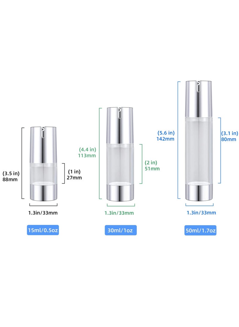 SYOSI - Empty Airless Pump Bottles 1.0Oz(30Ml) 3 Pieces Refillable Cosmetic Containers Travel Size Vacuum Bottle For Lotion Hand Sanitizer Toner Moisturizer And Facial Serum (Silver) - Image 1