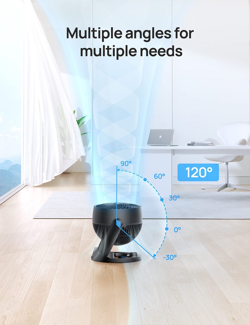 Dreo Fan for Bedroom, 12 Inches, 70ft Powerful Airflow, 28db Quiet Table Air Circulator Fans for Whole Room, 120° Adjustable Tilt, 3 Speeds, Desktop Fan for Home, Office, Kitchen - Image 5
