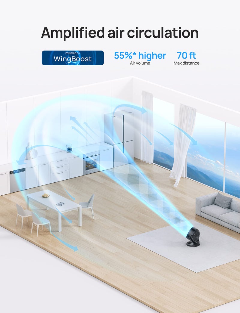 Dreo Fan for Bedroom, 12 Inches, 70ft Powerful Airflow, 28db Quiet Table Air Circulator Fans for Whole Room, 120° Adjustable Tilt, 3 Speeds, Desktop Fan for Home, Office, Kitchen - Image 3