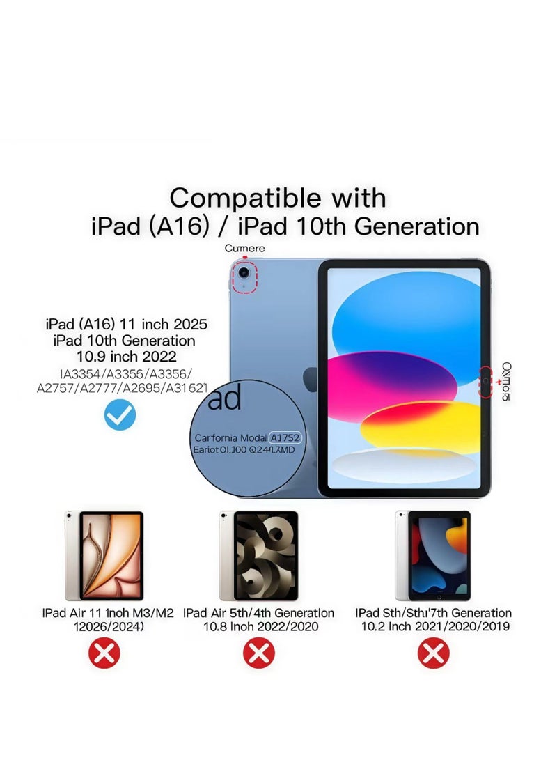 FLYHSO Case for iPad 10th Generation 10.9 Inch 2022 / iPad 11th Generation (A16) 10.9 Inch 2025 Built-in Pencil Holder Flexible Back Cover, Trifold Stand, Auto Sleep Wake Rebound Series Black - Image 3