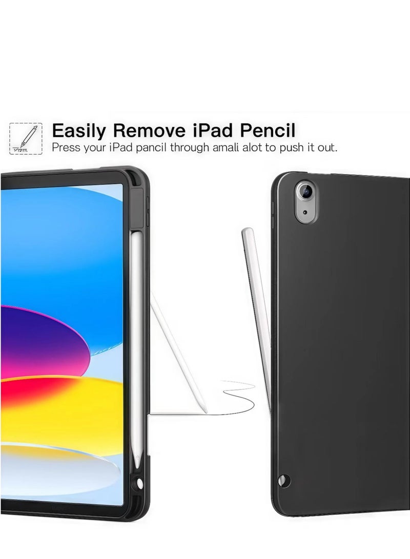 FLYHSO Case for iPad 10th Generation 10.9 Inch 2022 / iPad 11th Generation (A16) 10.9 Inch 2025 Built-in Pencil Holder Flexible Back Cover, Trifold Stand, Auto Sleep Wake Rebound Series Black - Image 5
